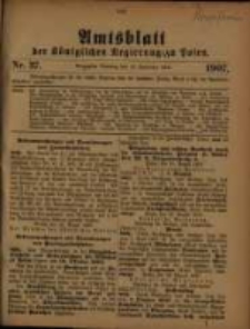 Amtsblatt der Königlichen Regierung zu Posen. 1907.09.10 Nro.37