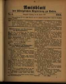 Amtsblatt der K&ouml;niglichen Regierung zu Posen. 1910.01.25 Nro.4