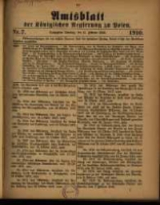 Amtsblatt der K&ouml;niglichen Regierung zu Posen. 1910.02.15 Nro.7