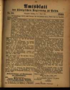 Amtsblatt der K&ouml;niglichen Regierung zu Posen. 1910.04.05 Nro.14
