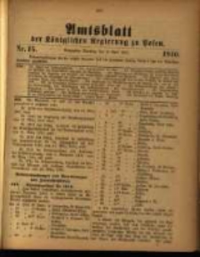Amtsblatt der K&ouml;niglichen Regierung zu Posen. 1910.04.12 Nro.15