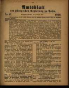Amtsblatt der K&ouml;niglichen Regierung zu Posen. 1910.04.26 Nro.17
