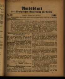 Amtsblatt der K&ouml;niglichen Regierung zu Posen. 1910.07.05 Nro.27