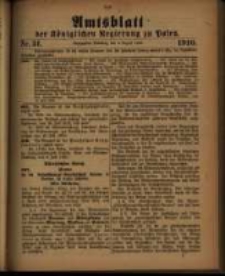 Amtsblatt der K&ouml;niglichen Regierung zu Posen. 1910.08.02 Nro.31