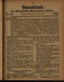 Amtsblatt der K&ouml;niglichen Regierung zu Posen. 1910.11.15 Nro.46