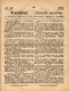 Amtsblatt der K&ouml;niglichen Regierung zu Posen. 1873.10.23 Nro.43