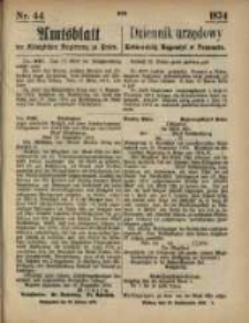 Amtsblatt der K&ouml;niglichen Regierung zu Posen. 1874.10.29 Nr 44