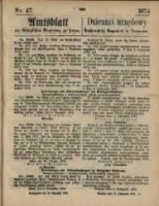 Amtsblatt der K&ouml;niglichen Regierung zu Posen. 1874.11.19 Nr 47