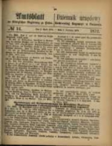 Amtsblatt der K&ouml;niglichen Regierung zu Posen. 1872.04.02 Nro.14