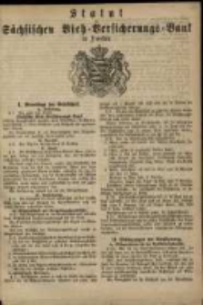 Statut S&auml;chsischen Vieh=Versicherungs=Bank in Dresden.