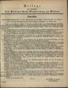 Beilage zum Amtsblatt der K&ouml;niglichen Regierung zu Posen. Concession ... f&uuml;r die Feuer und Lebens-Verischerungs-Gesellschaft "Royal" in Liverpool.