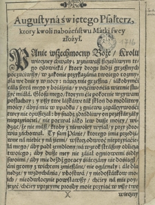 Augustyna świętego psałterz, kt&oacute;ry kwoli nabożeństwu matki swey złożył