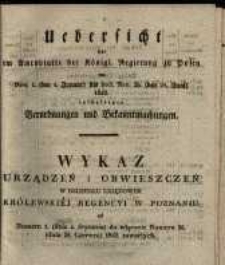 Wykaz urządzeń i obwieszczeń w Dzienniku Urzędowym Kr&oacute;lewskiej Regencyi w Poznaniu od Numeru 1. (dnia 4. Stycznia) do włącznie Numeru 26. (dnia 28. Czerwca) 1842. zawartych