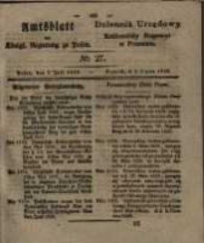 Amtsblatt der K&ouml;niglichen Regierung zu Posen. 1829.07.07 Nro.27