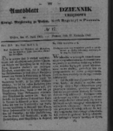 Amtsblatt der K&ouml;niglichen Regierung zu Posen. 1841.04.25 Nro.17