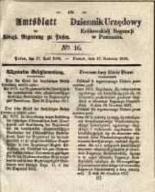 Amtsblatt der K&ouml;niglichen Regierung zu Posen. 1838.04.17 Nro.16