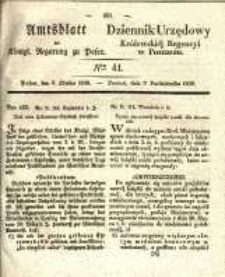 Amtsblatt der K&ouml;niglichen Regierung zu Posen. 1838.10.09 Nro.41