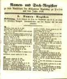 Namen- und Sach- Register zum Amtsblatte der Königlichen Regierung zu Posen aus dem Jahre 1840