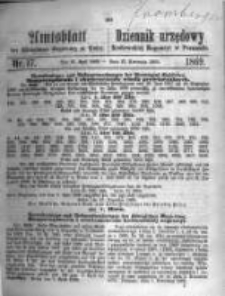Amtsblatt der K&ouml;niglichen Regierung zu Posen. 1869.04.27 Nro.17