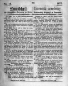 Amtsblatt der K&ouml;niglichen Regierung zu Posen. 1875.04.28 Nro.17