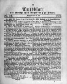 Amtsblatt der K&ouml;niglichen Regierung zu Posen. 1878.06.12 Nro.24