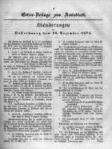 Extra=Beilage zum Amtsblatt : Ab&auml;nderungen der Postordnung vom 18. Dezember 1874