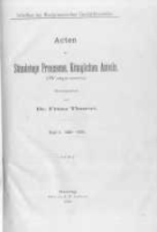 Acten der St&auml;ndetage Preussens, K&ouml;niglichen Anteils. (Westpreussen) Band I 1466-1479