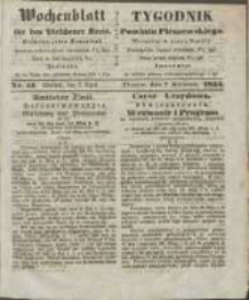 Wochenblatt f&uuml;r den Pleschener Kreis : Tygodnik Powiatu Pleszewskiego 1855.04.07 Nr14