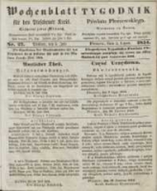 Wochenblatt f&uuml;r den Pleschener Kreis : Tygodnik Powiatu Pleszewskiego 1854.07.05 Nr27