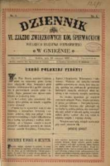 Dziennik VI Zjazdu Związkowych K&oacute;ł Śpiewackich Wielkiego Księstwa Poznańskiego w Gnieźnie.1895.06.29.Nr.1