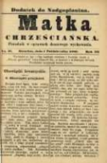 Matka Chrześciańska: poradnik w sprawach domowego wychowania: dodatek do "Nadgoplanina".1889.10.01.No.19