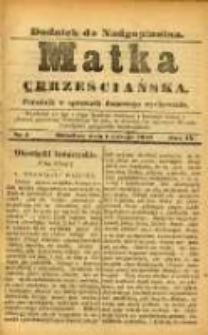Matka Chrześciańska: poradnik w sprawach domowego wychowania: dodatek do "Nadgoplanina".1890.02.01.No.3