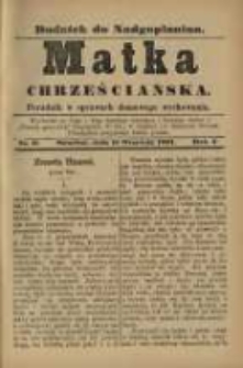 Matka Chrześciańska: poradnik w sprawach domowego wychowania: dodatek do "Nadgoplanina".1891.09.15.No.17