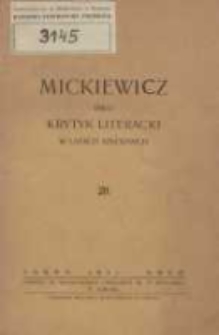 Mickiewicz jako krytyk literacki w latach szkolnych