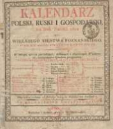 Kalendarz Polski, Ruski i Gospodarski na Rok Pański 1822 dla Wielkiego Xięstwa Poznańskiego : który jest rokiem zwyczaynym maiącym dni 365