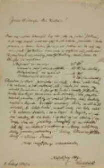 List Kajetana Wincentego Kielisińskiego do Celestyny z Zamoyskich Działyńskiej z 01.02.1847