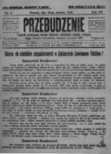 Przebudzenie: tygodnik poświęcony obronie interes&oacute;w robotnik&oacute;w rolnych i leśnych. Organ Związku Robotnik&oacute;w Rolnych i Leśnych ZZP. 1925.01.22 R.7 Nr3