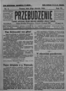Przebudzenie: tygodnik poświęcony obronie interes&oacute;w robotnik&oacute;w rolnych i leśnych. Organ Związku Robotnik&oacute;w Rolnych i Leśnych ZZP. 1925.01.29 R.7 Nr4