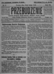 Przebudzenie: tygodnik poświęcony obronie interes&oacute;w robotnik&oacute;w rolnych i leśnych. Organ Związku Robotnik&oacute;w Rolnych i Leśnych ZZP. 1925.02.26 R.7 Nr8