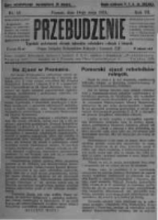 Przebudzenie: tygodnik poświęcony obronie interes&oacute;w robotnik&oacute;w rolnych i leśnych. Organ Związku Robotnik&oacute;w Rolnych i Leśnych ZZP. 1925.05.14 R.7 Nr19