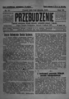 Przebudzenie: tygodnik poświęcony obronie interes&oacute;w robotnik&oacute;w rolnych i leśnych. Organ Związku Robotnik&oacute;w Rolnych i Leśnych ZZP. 1925.08.06 R.7 Nr31
