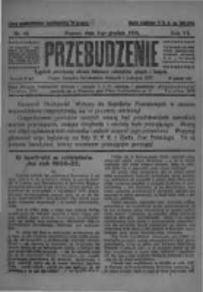 Przebudzenie: tygodnik poświęcony obronie interes&oacute;w robotnik&oacute;w rolnych i leśnych. Organ Związku Robotnik&oacute;w Rolnych i Leśnych ZZP. 1925.12.03 R.7 Nr48