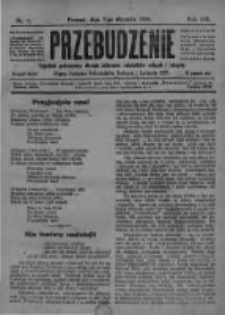 Przebudzenie: tygodnik poświęcony obronie interesów robotników rolnych i leśnych. Organ Związku Robotników Rolnych i Leśnych ZZP. 1926.01.07 R.8 Nr1