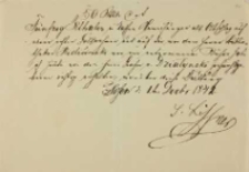 List J&oacute;zefa Lissnera, antykwariusza i księgarza w Poznaniu, do Kajetana Wincentego Kielisińskiego z 02.12.1842