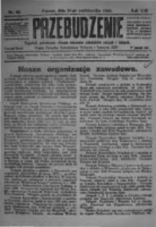 Przebudzenie: tygodnik poświęcony obronie interesów robotników rolnych i leśnych. Organ Związku Robotników Rolnych i Leśnych ZZP. 1926.10.21 R.8 Nr42