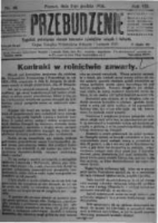Przebudzenie: tygodnik poświęcony obronie interesów robotników rolnych i leśnych. Organ Związku Robotników Rolnych i Leśnych ZZP. 1926.12.02 R.8 Nr48