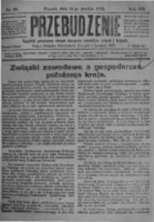 Przebudzenie: tygodnik poświęcony obronie interes&oacute;w robotnik&oacute;w rolnych i leśnych. Organ Związku Robotnik&oacute;w Rolnych i Leśnych ZZP. 1926.12.16 R.8 Nr50