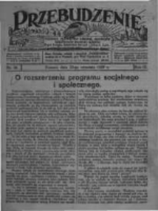 Przebudzenie: tygodnik poświęcony obronie interes&oacute;w robotnik&oacute;w rolnych i leśnych. Organ Związku Robotnik&oacute;w Rolnych i Leśnych ZZP. 1927.09.22 R.9 Nr38