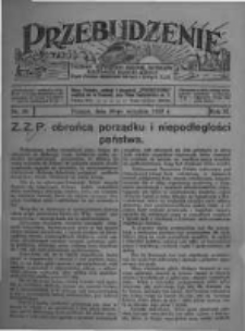 Przebudzenie: tygodnik poświęcony obronie interes&oacute;w robotnik&oacute;w rolnych i leśnych. Organ Związku Robotnik&oacute;w Rolnych i Leśnych ZZP. 1927.09.29 R.9 Nr39