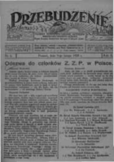 Przebudzenie: tygodnik poświęcony obronie interes&oacute;w robotnik&oacute;w rolnych i leśnych. Organ Związku Robotnik&oacute;w Rolnych i Leśnych ZZP. 1928.02.09 R.10 Nr6
